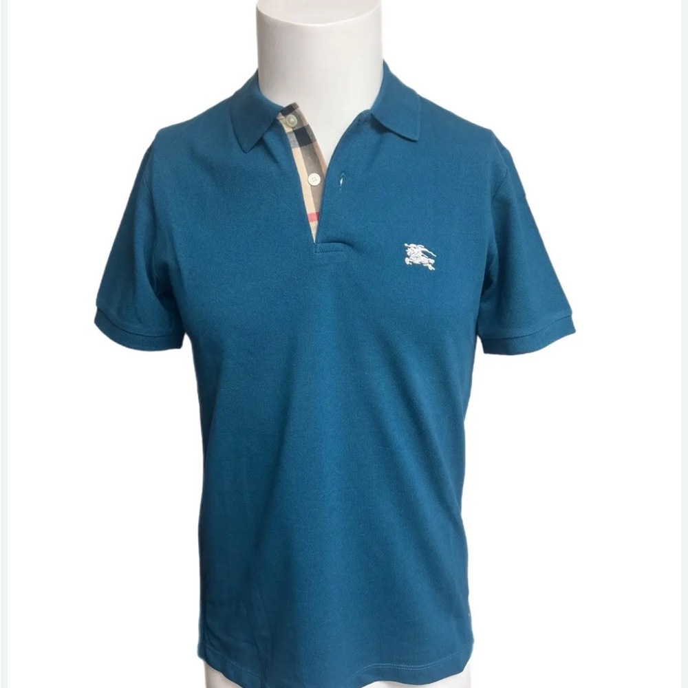 Men's Blue Burberry Brit Polo Shirt Size Large Originally $375
